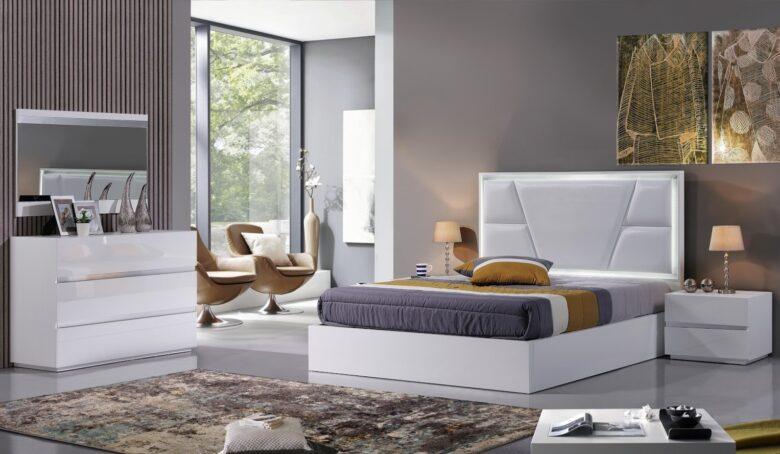 Quarto moderno com cama e decoração elegante