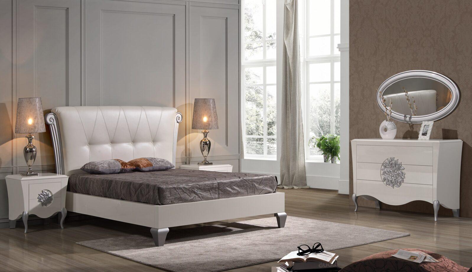CITY 1 Quarto moderno com cama e cómoda brancas elegantes
