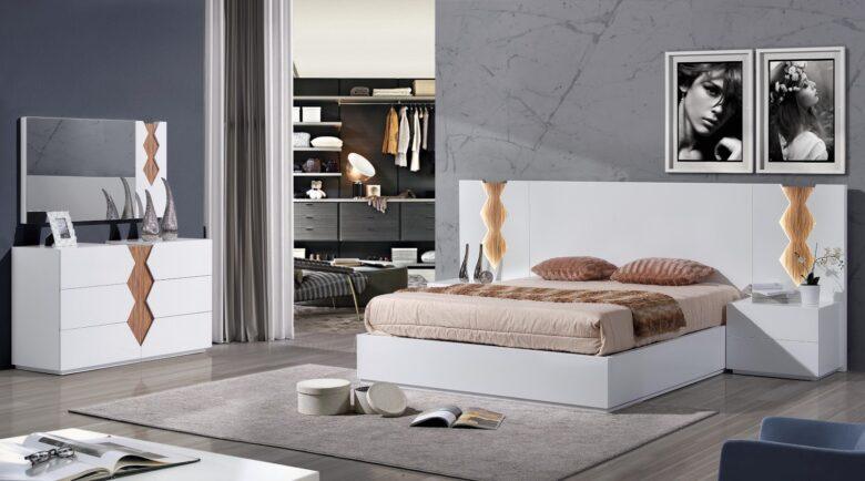 Quarto moderno com cama e decoração elegante
