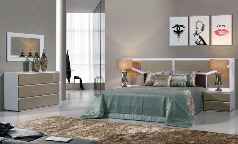 Quarto moderno com cama e decoração elegante