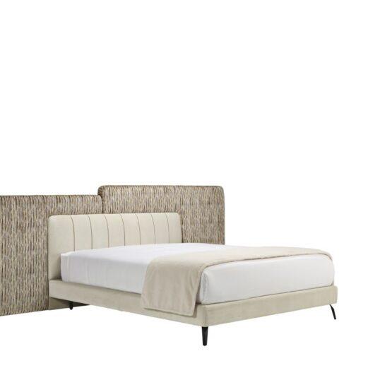 Cama moderna com cabeceira estofada bege