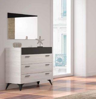 Cómoda moderna branca com espelho retangular