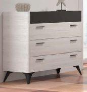 Cômoda moderna de madeira com três gavetas