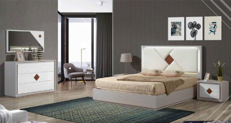 Quarto moderno com cama e decoração elegante